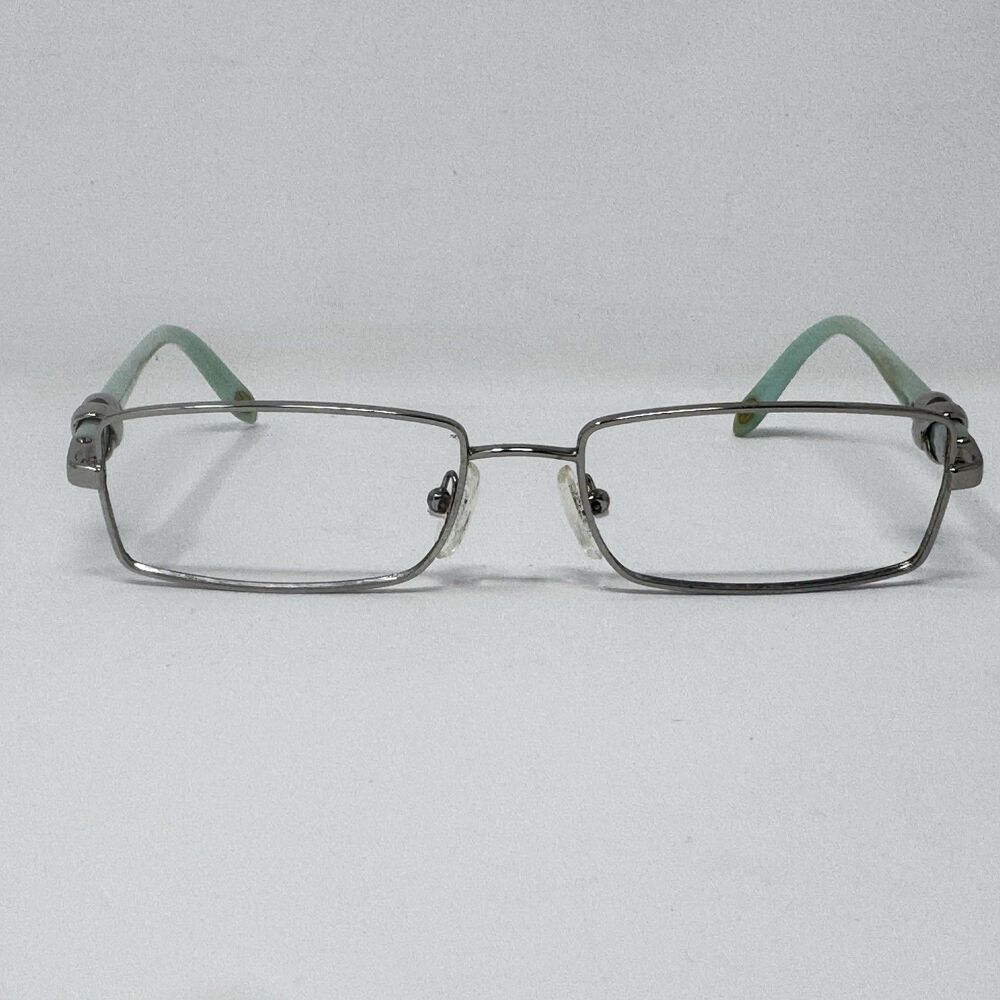 Tiffany & Co. Silver Metal Teal Accent Temple Eyeglass Frames 52-16-135